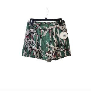 Stussy Green Bamboo Elastic Shorts Jungle Lightweight Silky Medium High Rise